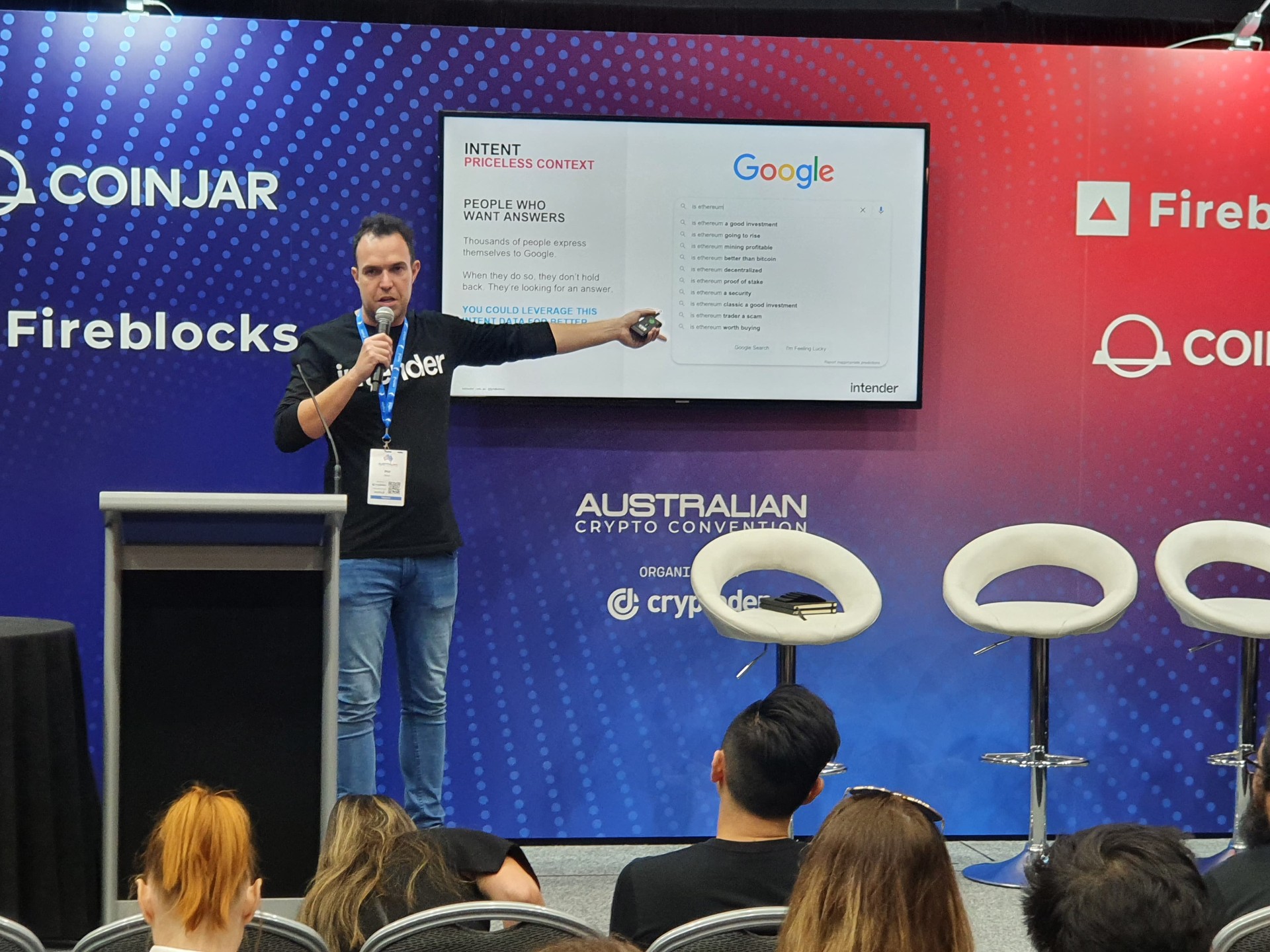 Phil Ohren presenting Intender intent research at Australian Crypto Convention