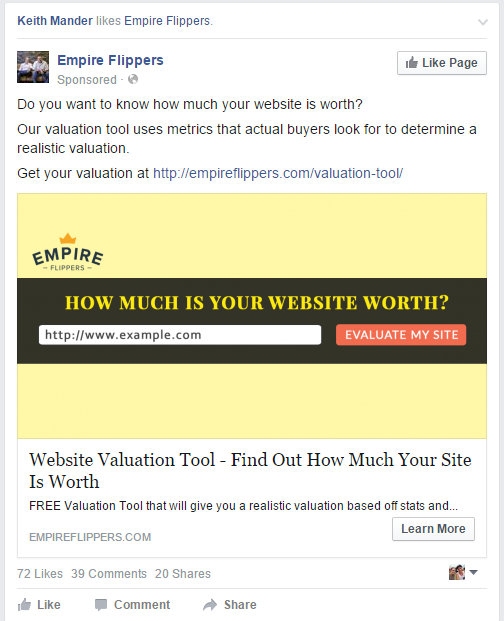 Native Facebook Advert
